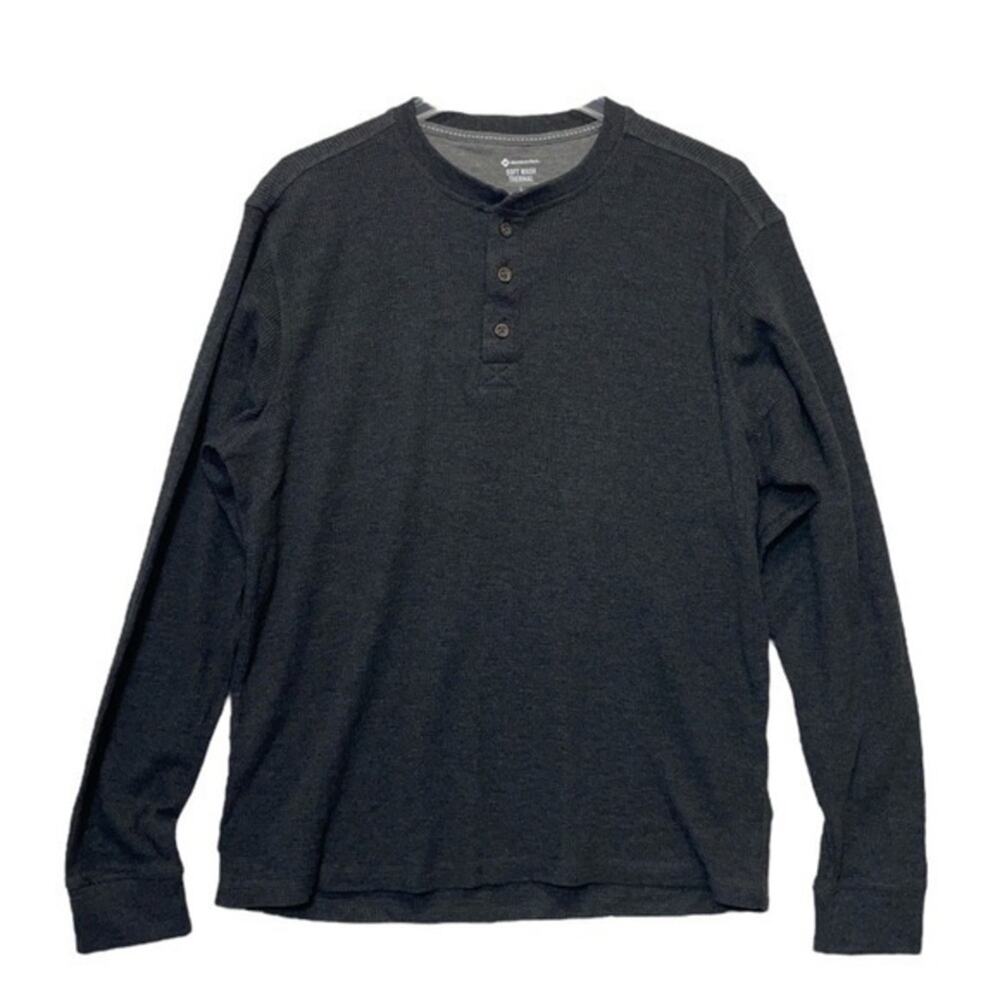 Gray Thermal Henley Men’s Size Large Long sleeve